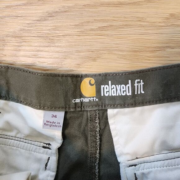 Carhartt Cargo Shorts Mens Size 36 Green Canvas Relaxed Fit Work Casual Utility - Picture 3 of 11